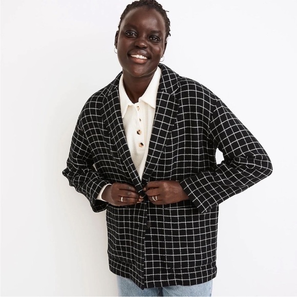 Madewell Waffleback Shaw Blazer Jacket Windowpane Medium - Picture 1 of 12